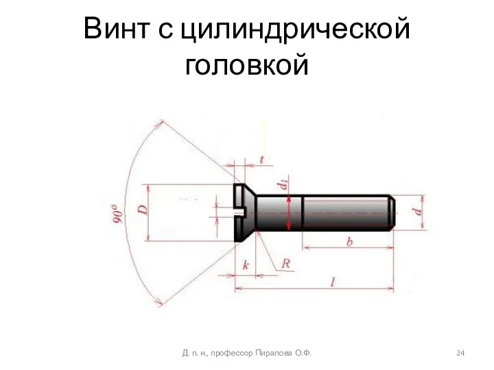 Винт с цилиндрической головкой Д. п. н., профессор Пиралова О.Ф.