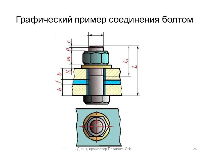 Графический пример соединения болтом Д. п. н., профессор Пиралова О.Ф.