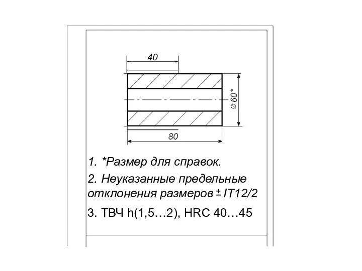 1. *Размер для справок. 3. ТВЧ h(1,5…2), HRC 40…45