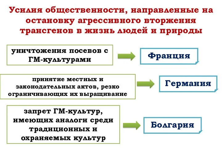 Усилия общественности, направленные на остановку агрессивного вторжения трансгенов в жизнь людей