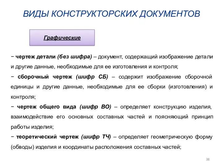 ВИДЫ КОНСТРУКТОРСКИХ ДОКУМЕНТОВ − чертеж детали (без шифра) – документ, содержащий