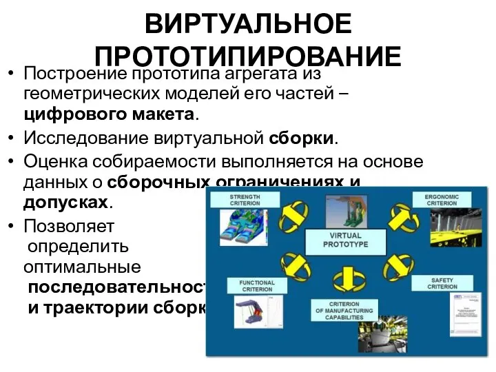 ВИРТУАЛЬНОЕ ПРОТОТИПИРОВАНИЕ Построение прототипа агрегата из геометрических моделей его частей –