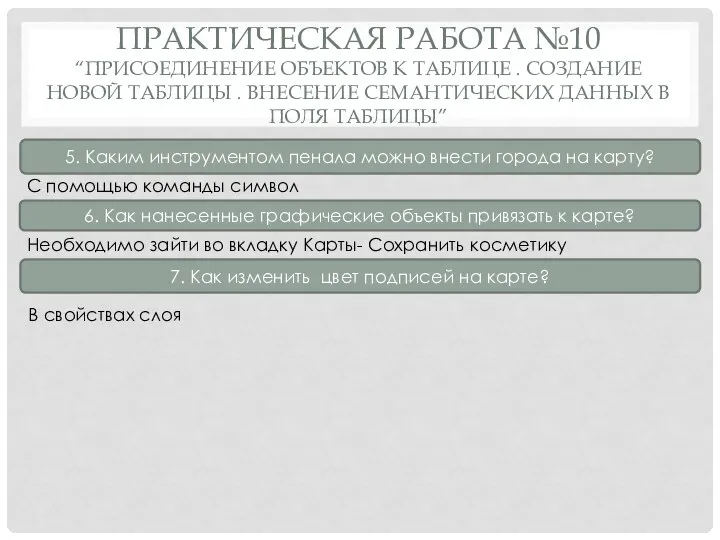 ПРАКТИЧЕСКАЯ РАБОТА №10 “ПРИСОЕДИНЕНИЕ ОБЪЕКТОВ К ТАБЛИЦЕ . СОЗДАНИЕ НОВОЙ ТАБЛИЦЫ