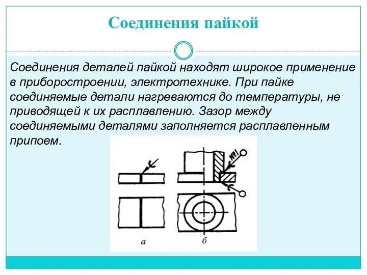 Соединения пайкой Соединения деталей пайкой находят широкое применение в приборостроении, электротехнике.