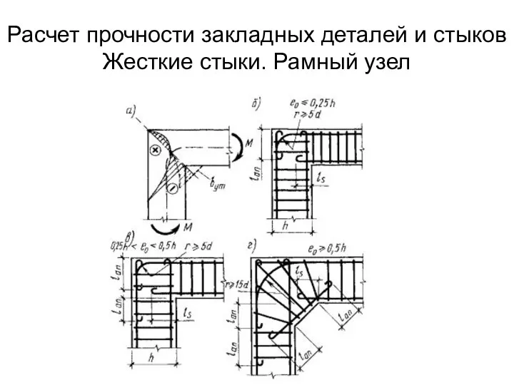 Расчет прочности закладных деталей и стыков Жесткие стыки. Рамный узел