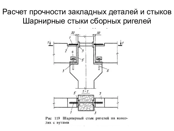 Расчет прочности закладных деталей и стыков Шарнирные стыки сборных ригелей