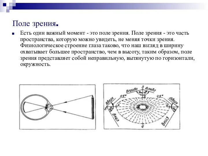 Поле зрения. Есть один важный момент - это поле зрения. Поле