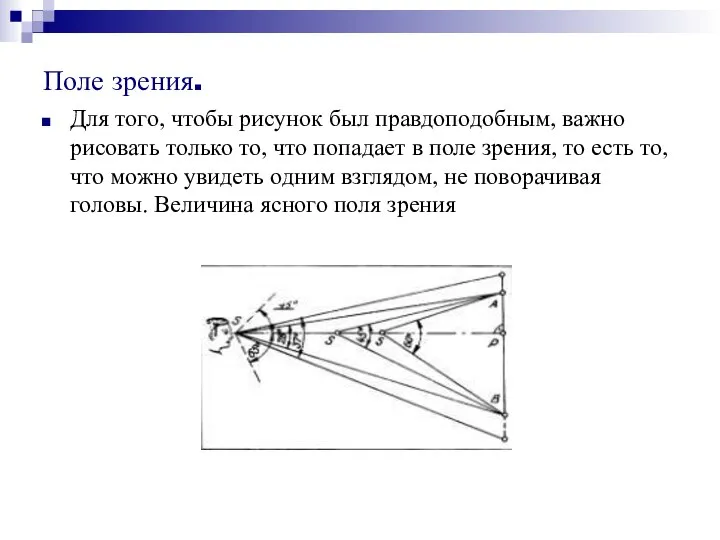 Поле зрения. Для того, чтобы рисунок был правдоподобным, важно рисовать только