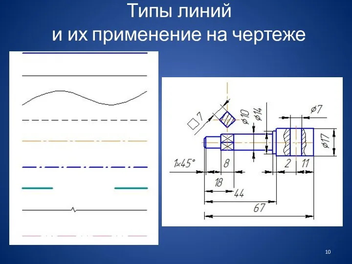 Типы линий и их применение на чертеже