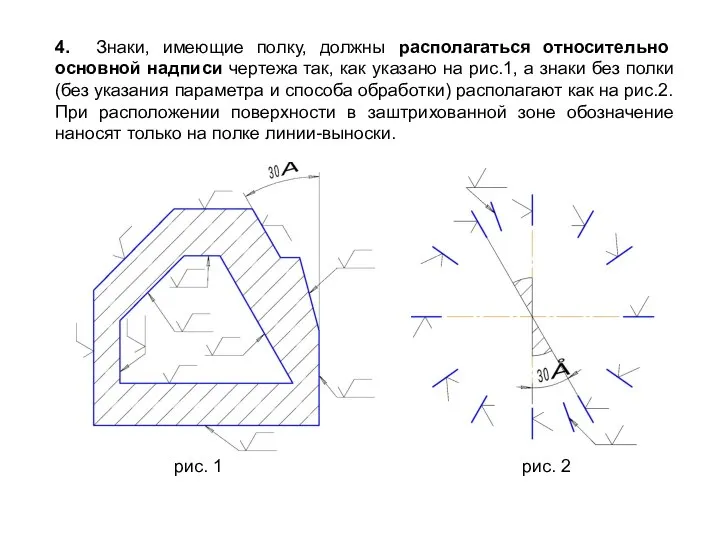 4. Знаки, имеющие полку, должны располагаться относительно основной надписи чертежа так,