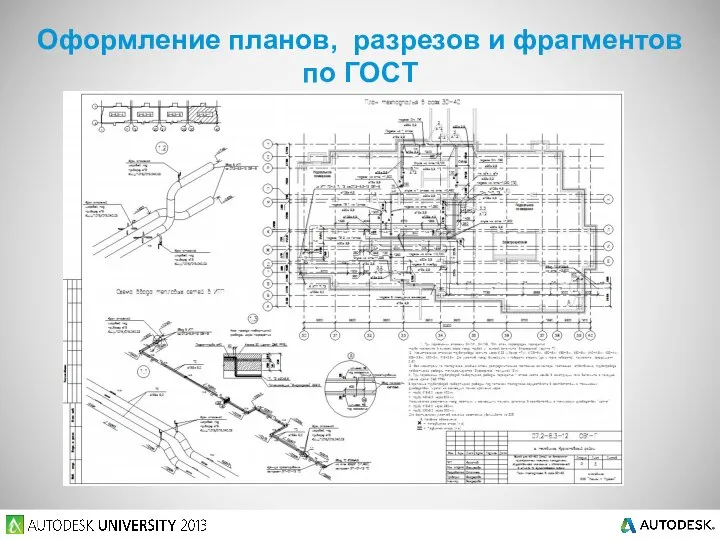 Оформление планов, разрезов и фрагментов по ГОСТ