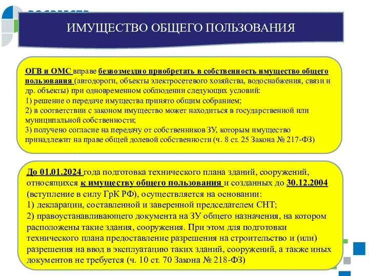 ИМУЩЕСТВО ОБЩЕГО ПОЛЬЗОВАНИЯ ОГВ и ОМС вправе безвозмездно приобретать в собственность