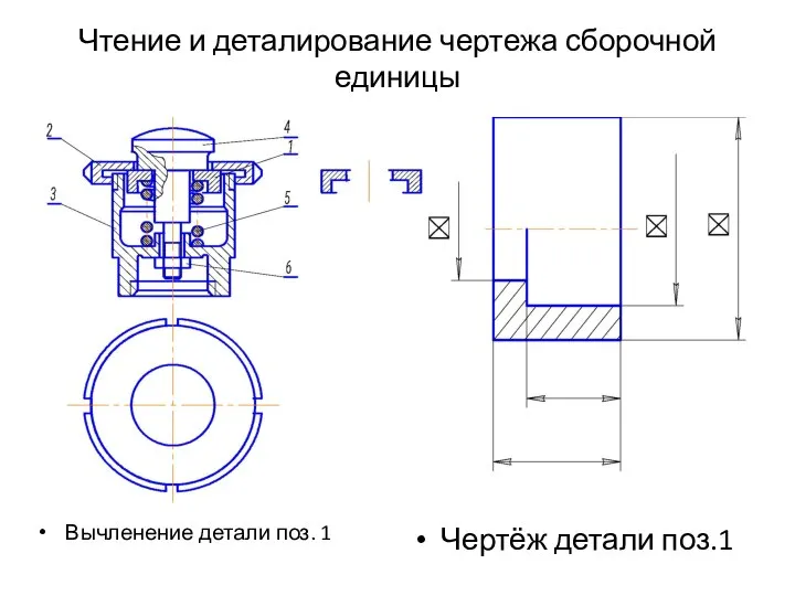 Чтение и деталирование чертежа сборочной единицы Вычленение детали поз. 1 Чертёж детали поз.1