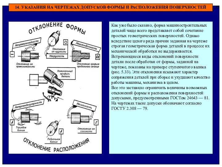 14. УКАЗАНИЯ НА ЧЕРТЕЖАХ ДОПУСКОВ ФОРМЫ И РАСПОЛОЖЕНИЯ ПОВЕРХНОСТЕЙ 33 Как