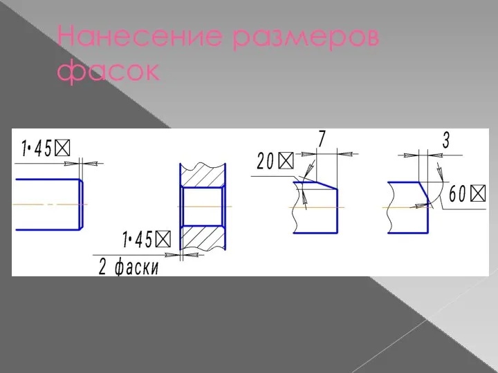 Нанесение размеров фасок