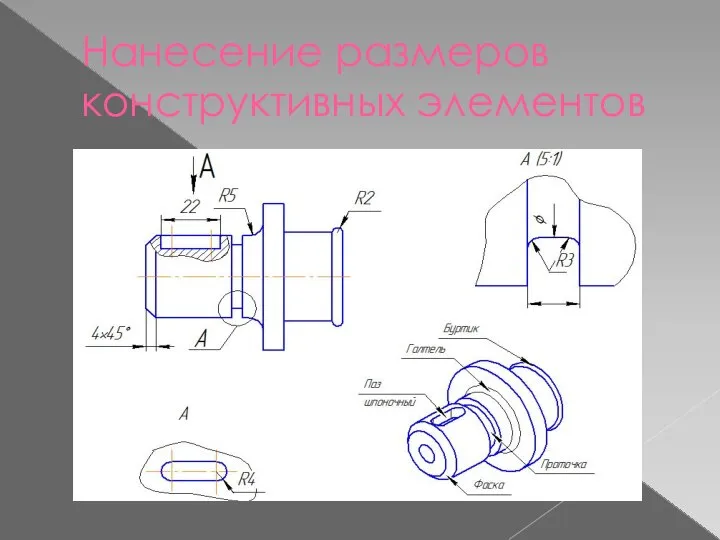 Нанесение размеров конструктивных элементов