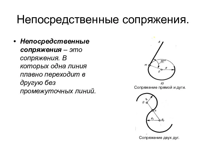 Непосредственные сопряжения. Непосредственные сопряжения – это сопряжения. В которых одна линия