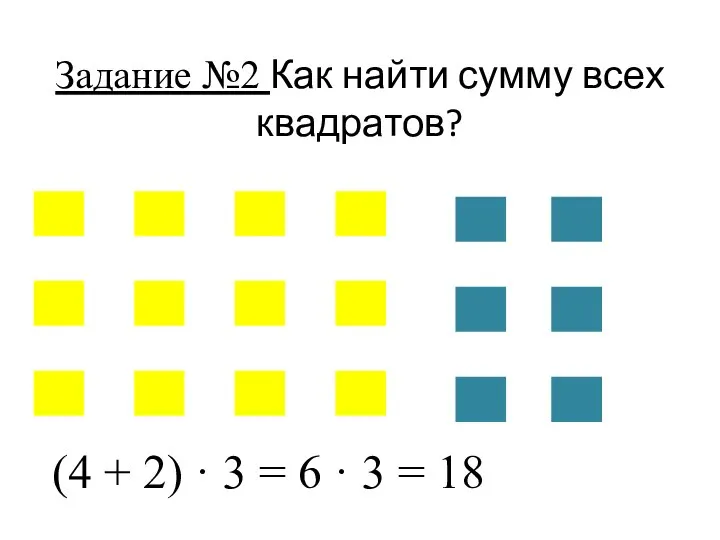 Задание №2 Как найти сумму всех квадратов? (4 + 2) ·