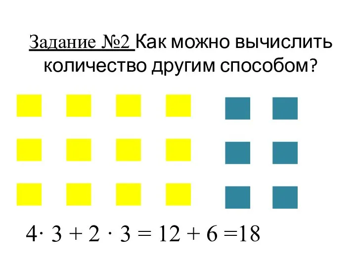 Задание №2 Как можно вычислить количество другим способом? 4· 3 +