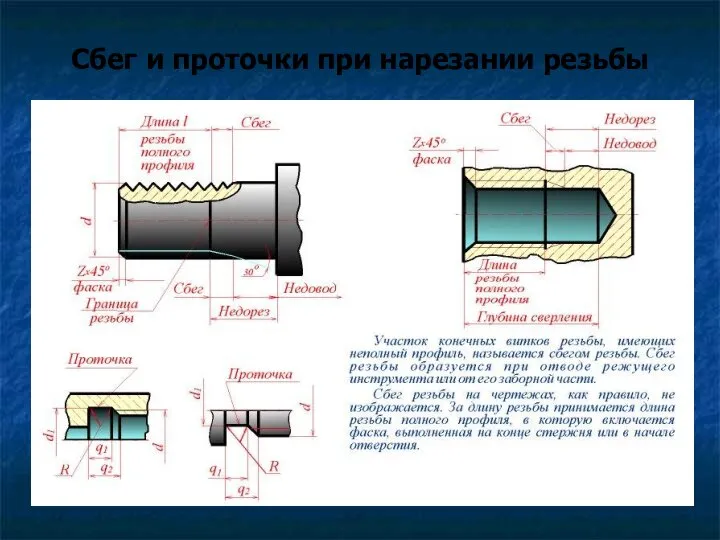 Сбег и проточки при нарезании резьбы