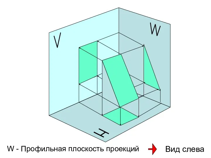 W - Профильная плоскость проекций Вид слева