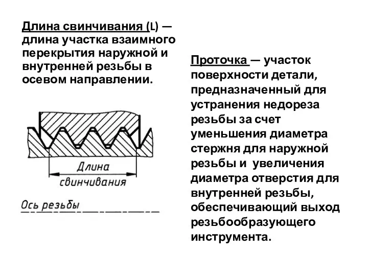 Длина свинчивания (L) — длина участка взаимного перекрытия наружной и внутренней