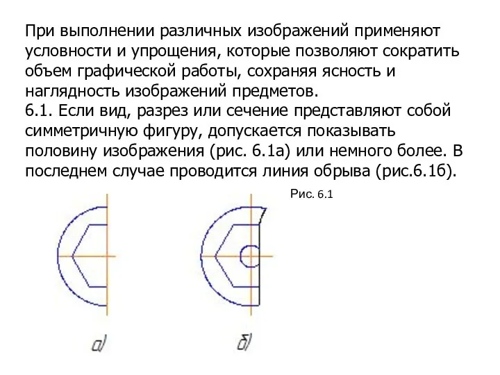 При выполнении различных изображений применяют условности и упрощения, которые позволяют сократить