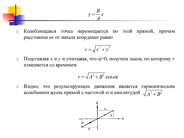 Колеблющаяся точка перемещается по этой прямой, причем расстояние ее от начала