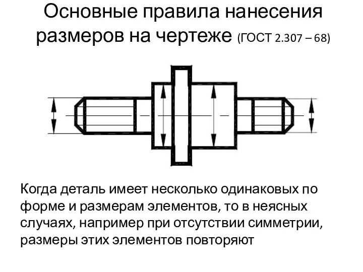 Основные правила нанесения размеров на чертеже (ГОСТ 2.307 – 68) Когда