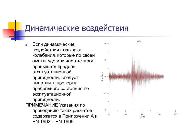 Динамические воздействия Если динамические воздействия вызывают колебания, которые по своей амплитуде