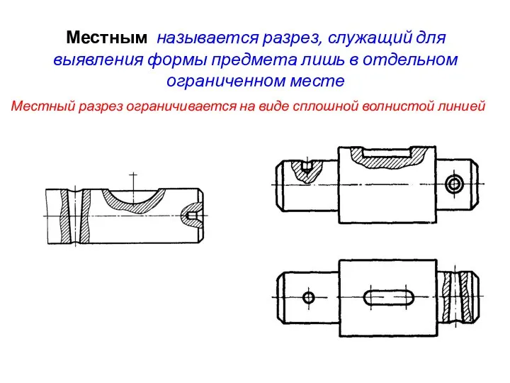 Местным называется разрез, служащий для выявления формы предмета лишь в отдельном