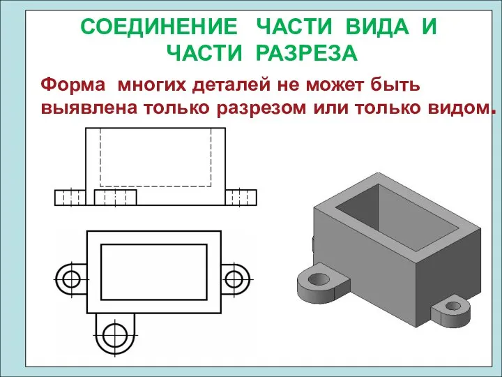 СОЕДИНЕНИЕ ЧАСТИ ВИДА И ЧАСТИ РАЗРЕЗА Форма многих деталей не может