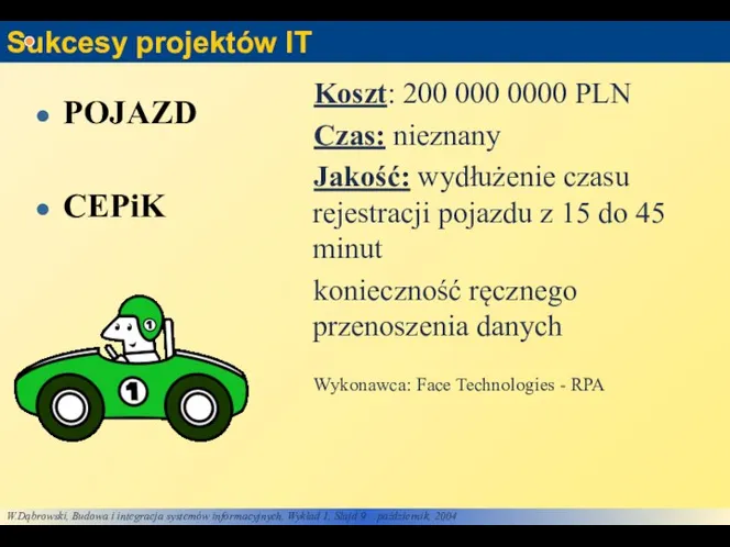 Sukcesy projektów IT Koszt: 200 000 0000 PLN Czas: nieznany Jakość: