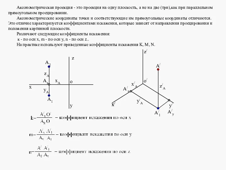 Аксонометрическая проекция - это проекция на одну плоскость, а не на