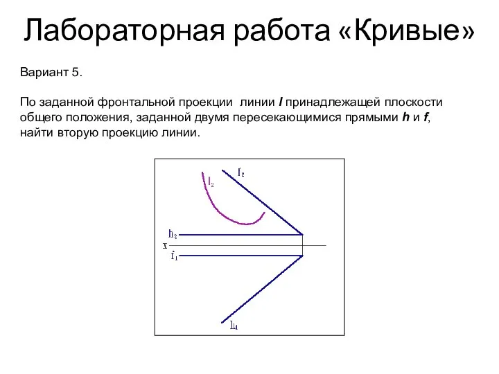 Лабораторная работа «Кривые» Вариант 5. По заданной фронтальной проекции линии l