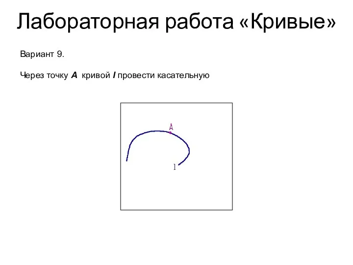 Лабораторная работа «Кривые» Вариант 9. Через точку А кривой l провести касательную