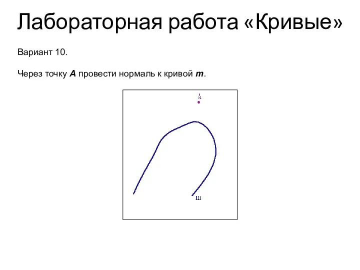 Лабораторная работа «Кривые» Вариант 10. Через точку А провести нормаль к кривой m.