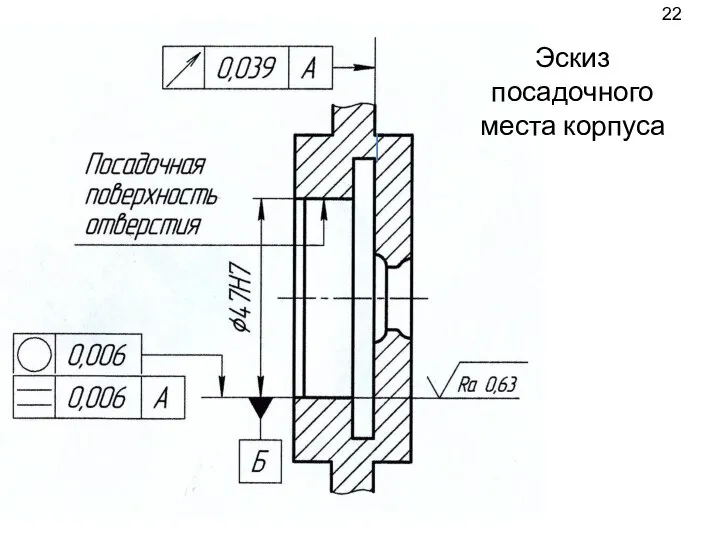 Эскиз посадочного места корпуса 22