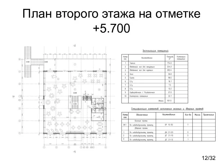 План второго этажа на отметке +5.700 12/32