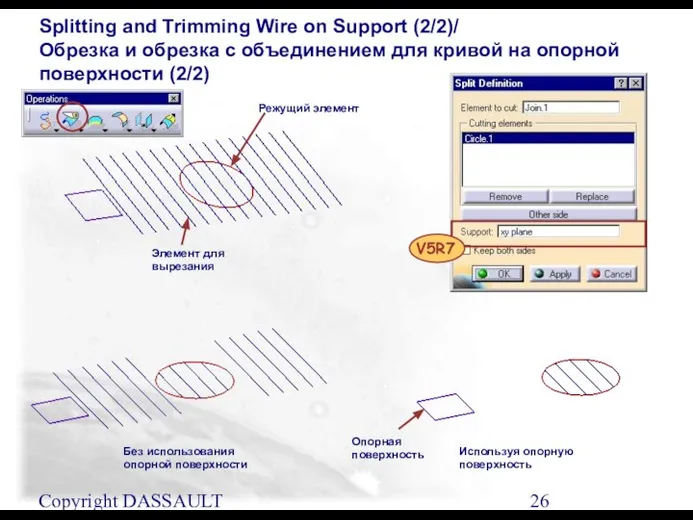 Copyright DASSAULT SYSTEMES 2001 Splitting and Trimming Wire on Support (2/2)/