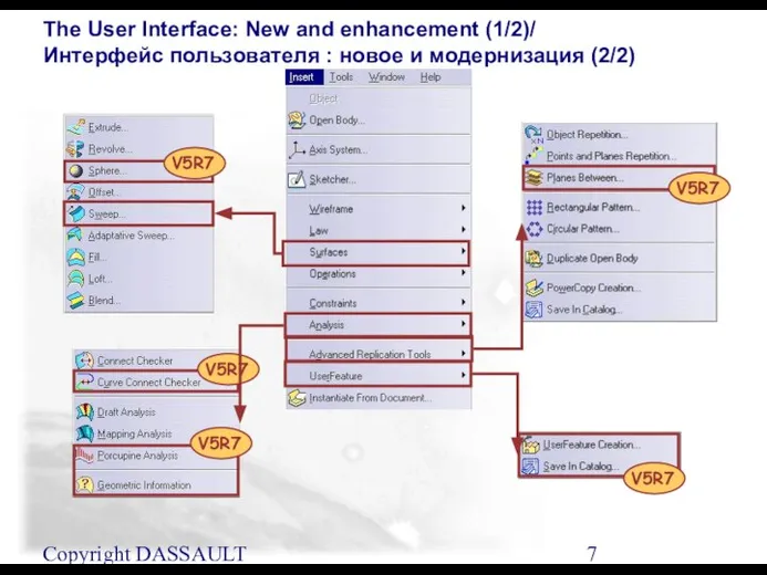 Copyright DASSAULT SYSTEMES 2001 The User Interface: New and enhancement (1/2)/