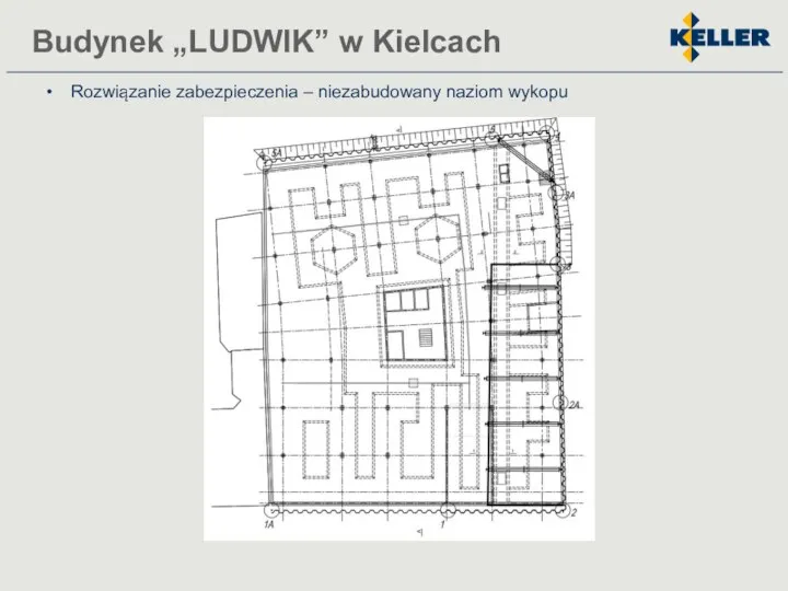 Rozwiązanie zabezpieczenia – niezabudowany naziom wykopu Budynek „LUDWIK” w Kielcach