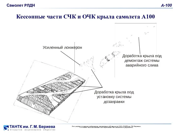 2006 Кессонные части СЧК и ОЧК крыла самолета А100 Усиленный лонжерон