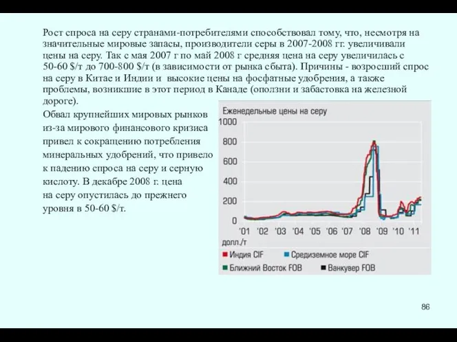 Рост спроса на серу странами-потребителями способствовал тому, что, несмотря на значительные