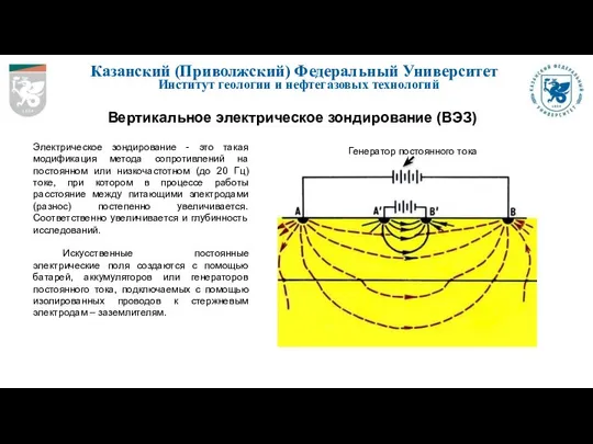 Казанский (Приволжский) Федеральный Университет Институт геологии и нефтегазовых технологий Вертикальное электрическое