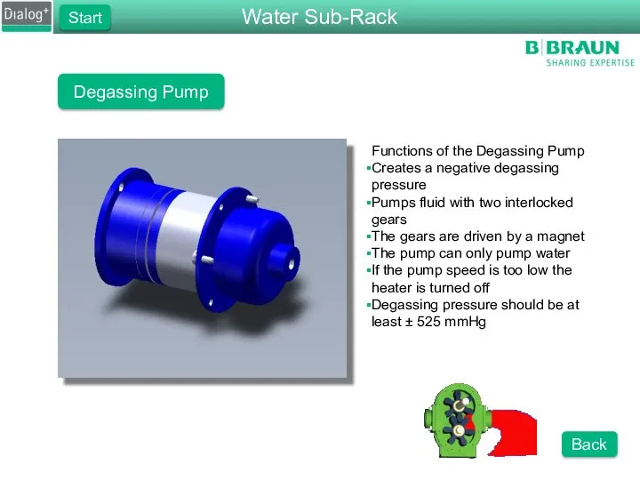 Degassing Pump Functions of the Degassing Pump Creates a negative degassing