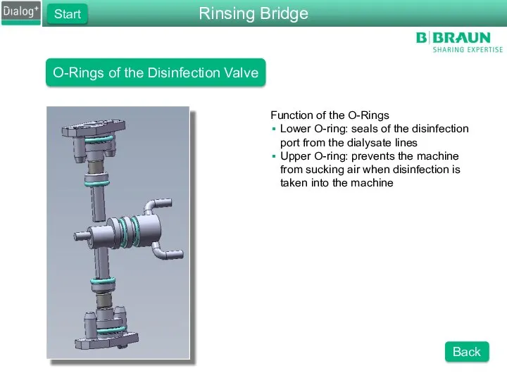 O-Rings of the Disinfection Valve Function of the O-Rings Lower O-ring: