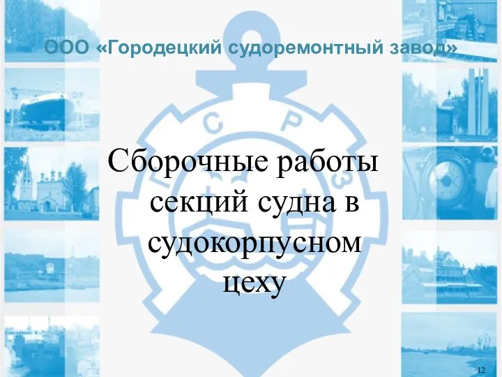 ООО «Городецкий судоремонтный завод» Сборочные работы секций судна в судокорпусном цеху