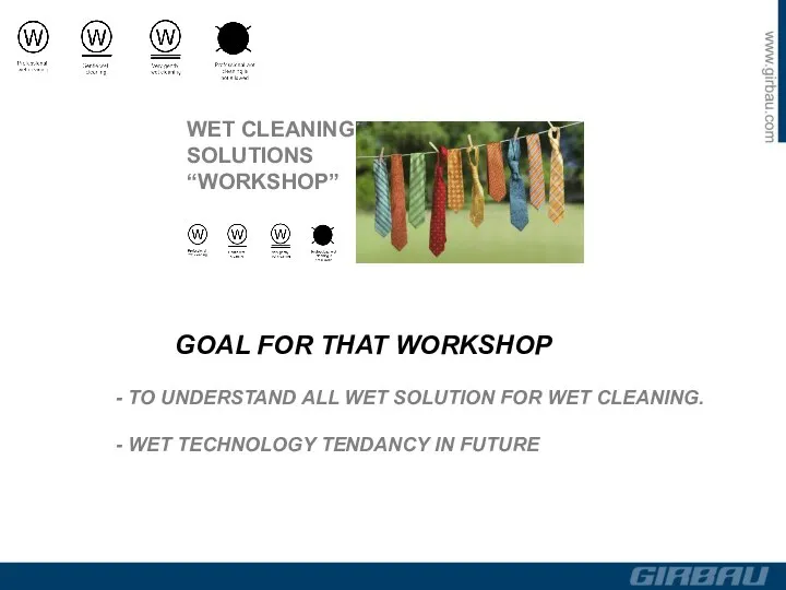 WET CLEANING SOLUTIONS “WORKSHOP” GOAL FOR THAT WORKSHOP - TO UNDERSTAND