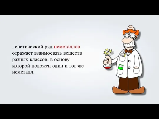 Генетический ряд неметаллов отражает взаимосвязь веществ разных классов, в основу которой